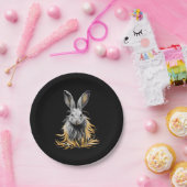 Assiettes En Carton Un lapin gris génial en feu (Fête)