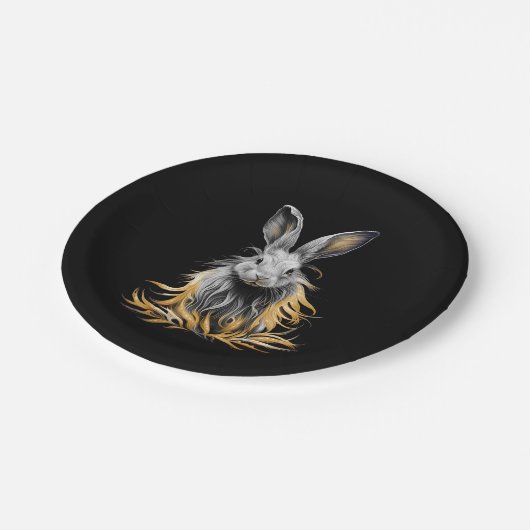 Assiettes En Carton Un lapin gris génial en feu (Angle)