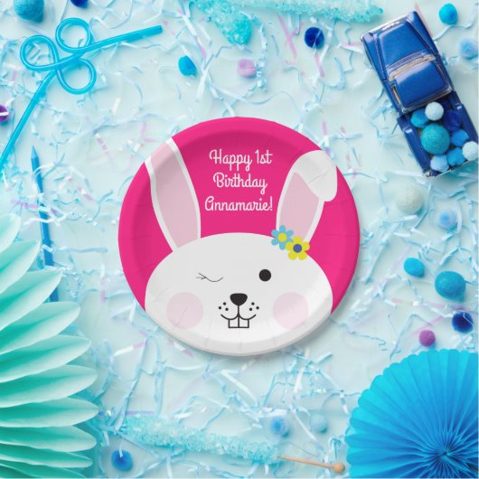 Assiettes En Carton Un lapin mignon, un lapin mignon, 1er anniversaire (Fête)