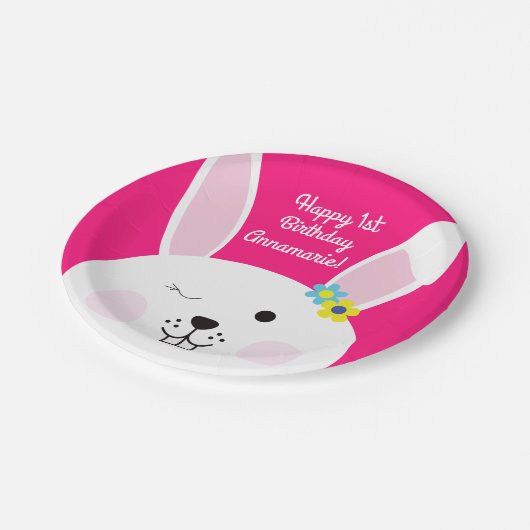 Assiettes En Carton Un lapin mignon, un lapin mignon, 1er anniversaire (Angle)