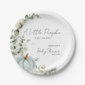 Assiettes En Carton Un Little Citrouille est sur le Way Blue Baby show (Devant)