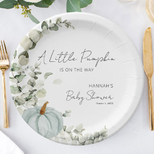 Assiettes En Carton Un Little Citrouille est sur le Way Blue Baby show