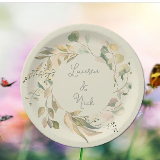 Assiettes En Carton Un look botanique ! Plaques personnalisées mariage