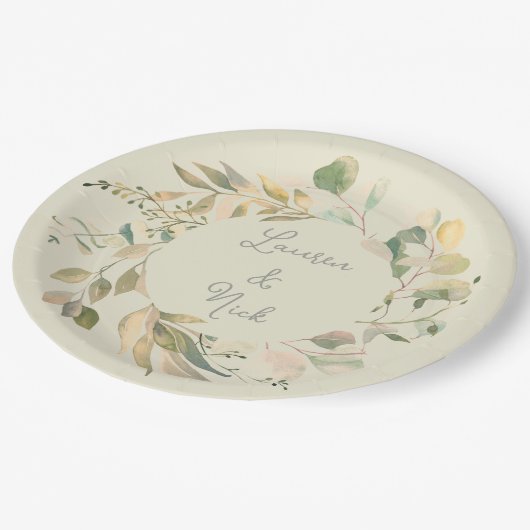 Assiettes En Carton Un look botanique ! Plaques personnalisées mariage (Angle)