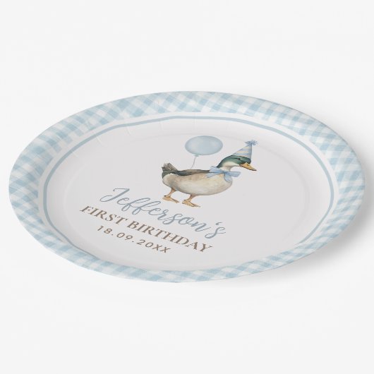 Assiettes En Carton Un Lucky Bébé Bleu Bleu Bleu 1er anniversaire (Angle)