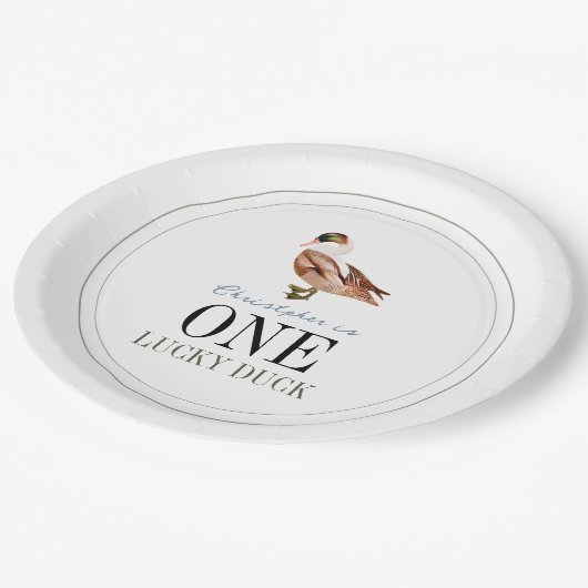 Assiettes En Carton Un Lucky Duck Classic Boy 1er Anniversaire (Angle)
