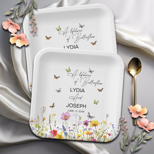 Assiettes En Carton Un mariage papillons fleurs sauvages toute une vie