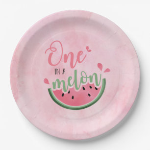 Assiettes En Carton Un melon aquarelle gâteau 1er anniversaire