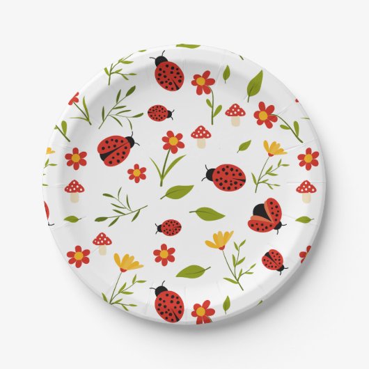 Assiettes En Carton Un mignon bug Ladybug 1er anniversaire (Devant)