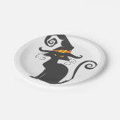 Assiettes En Carton Un mignon chat noir dans un casquette de sorcière  (Angle)