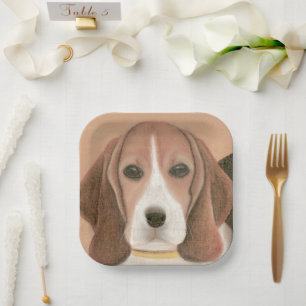 Assiettes En Carton Un mignon chien intelligent. Plaques en papier pas