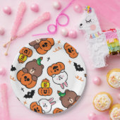 Assiettes En Carton Un mignon lapin et un Halloween d'ours (Fête)