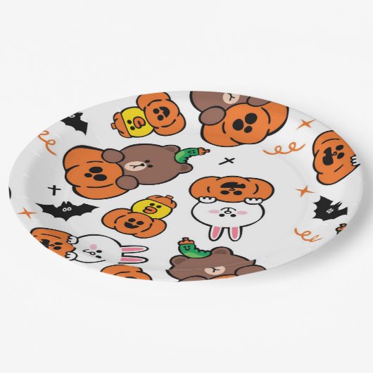 Assiettes En Carton Un mignon lapin et un Halloween d'ours (Angle)