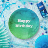 Assiettes En Carton Un Motif dans les plaques d'anniversaire Turquoise (Fête)