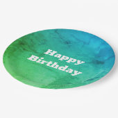 Assiettes En Carton Un Motif dans les plaques d'anniversaire Turquoise (Angle)