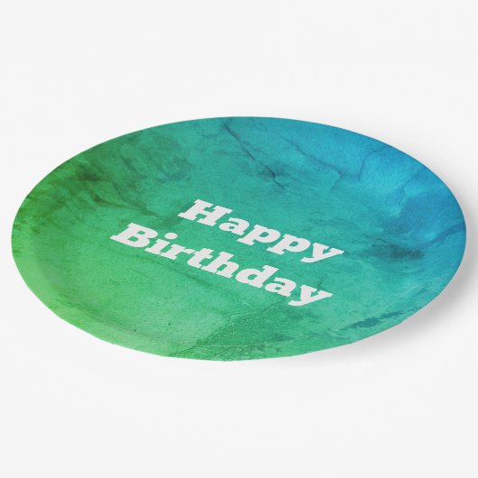 Assiettes En Carton Un Motif dans les plaques d'anniversaire Turquoise (Angle)