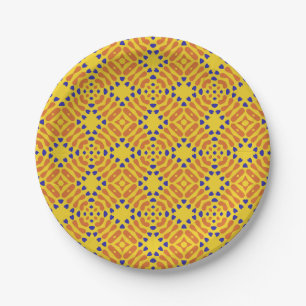 Assiettes En Carton Un motif géométrique vibrant avec des formes orang