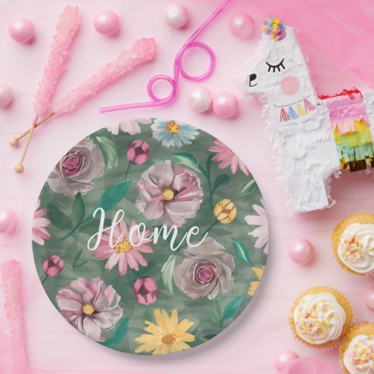 Assiettes En Carton Un motif vert vif - Accueil (Fête)