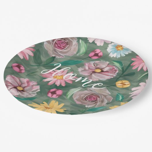 Assiettes En Carton Un motif vert vif - Accueil (Angle)