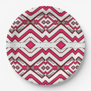Assiettes En Carton Un motif zigzag élégant multicolore 