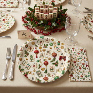 Assiettes En Carton Un Noël Mahjong
