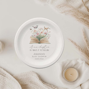 Assiettes En Carton Un nouveau Baby shower de livre d'histoires