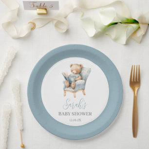 Assiettes En Carton Un nouveau chapitre commence Baby shower garçon