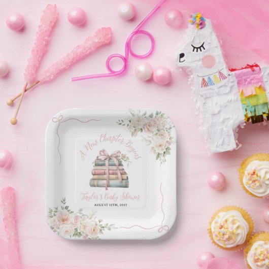 Assiettes En Carton Un nouveau chapitre commence le Baby shower (Fête)