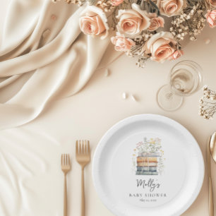 Assiettes En Carton Un nouveau chapitre commence le Baby shower Fleur 