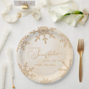Assiettes En Carton Un petit Baby shower de Wonderland Winter Flocon d