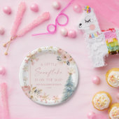 Assiettes En Carton Un petit Baby shower d'hiver rose Snowflake (Fête)