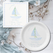 Assiettes En Carton Un petit Baby shower en bateau à voile bleu