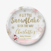 Assiettes En Carton Un petit Baby shower rose flocon (Devant)