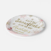 Assiettes En Carton Un petit Baby shower rose flocon (Angle)