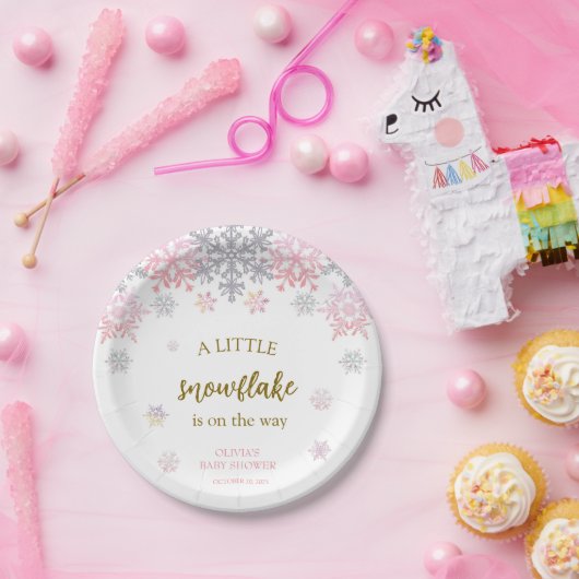 Assiettes En Carton Un petit baby shower Snowflake (Fête)