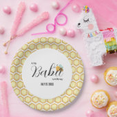 Assiettes En Carton Un petit bébé est en chemin Honeycomb motif (Fête)