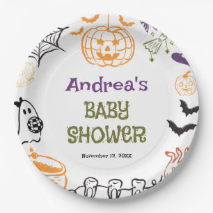 Assiettes En Carton Un petit Boo est presque dû Fête de bébé effrayant