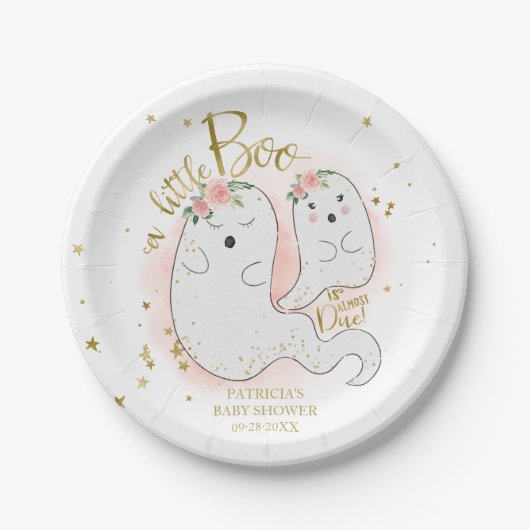 Assiettes En Carton Un Petit Boo Joli Baby shower Fille Halloween (Devant)