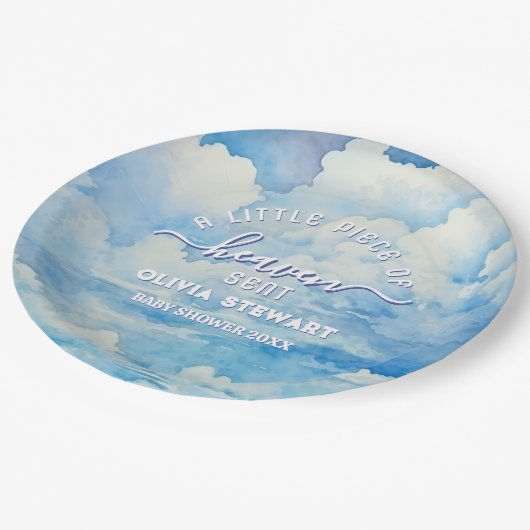 Assiettes En Carton Un petit bout de paradis envoyé Baby shower (Angle)