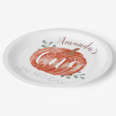 Assiettes En Carton Un petit Citrouille 1er anniversaire  (Angle)