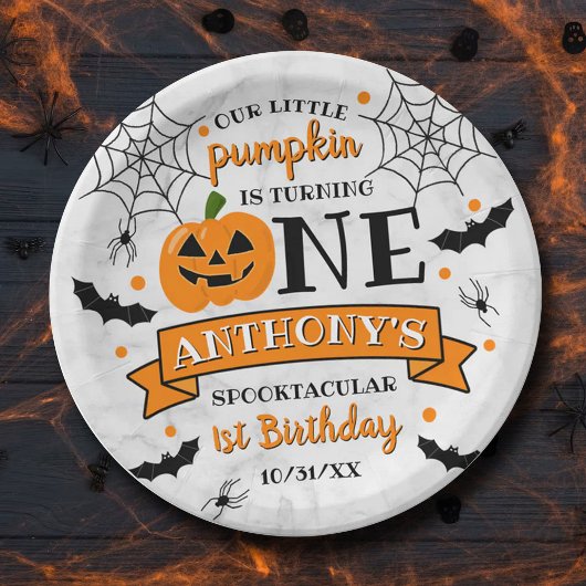 Assiettes En Carton Un petit Citrouille à l'occasion d'un Halloween 1e