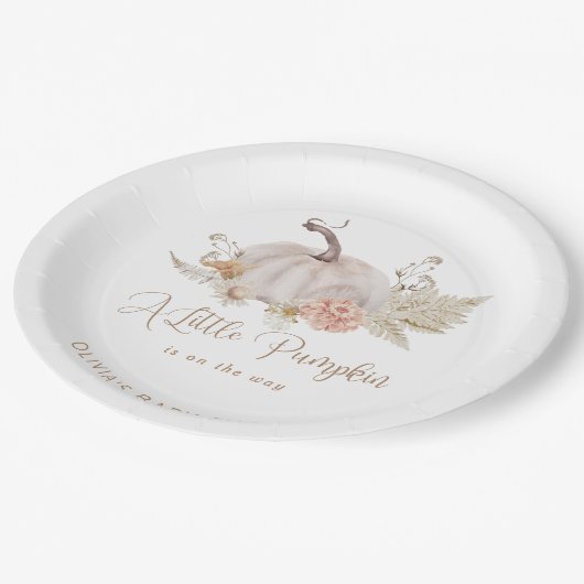 Assiettes En Carton Un petit citrouille est en route (Angle)