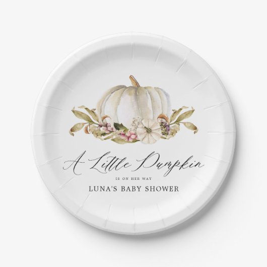 Assiettes En Carton Un petit Citrouille est son Baby shower (Devant)