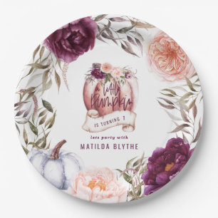 Assiettes En Carton Un petit citrouille floral d'automne 1er anniversa