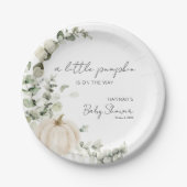 Assiettes En Carton Un petit Citrouille se trouve sur le Baby shower W (Devant)