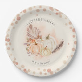 Assiettes En Carton Un petit Citrouille sur le Baby shower automnal (Devant)