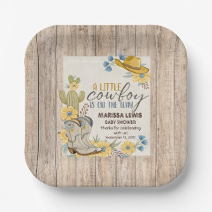Assiettes En Carton Un Petit Cow-boy Est En Chemin Bleu Yellow Western