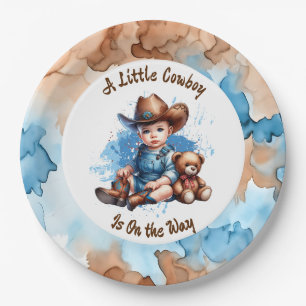 Assiettes En Carton Un petit cowboy est sur le chemin   Baby shower