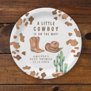 Assiettes En Carton Un petit cowboy est sur le chemin du Baby shower