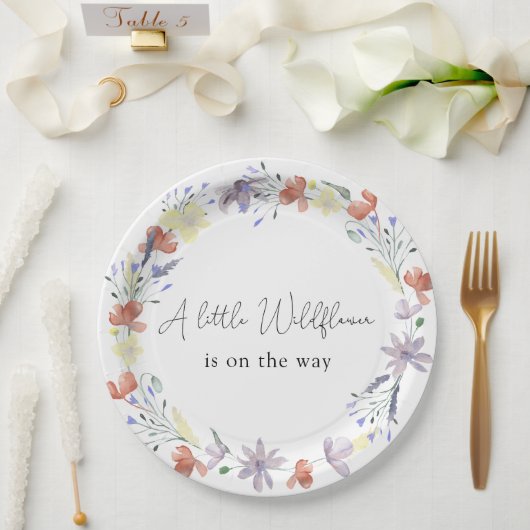 Assiettes En Carton Un Petit Fleur sauvage est en route (Mariage)